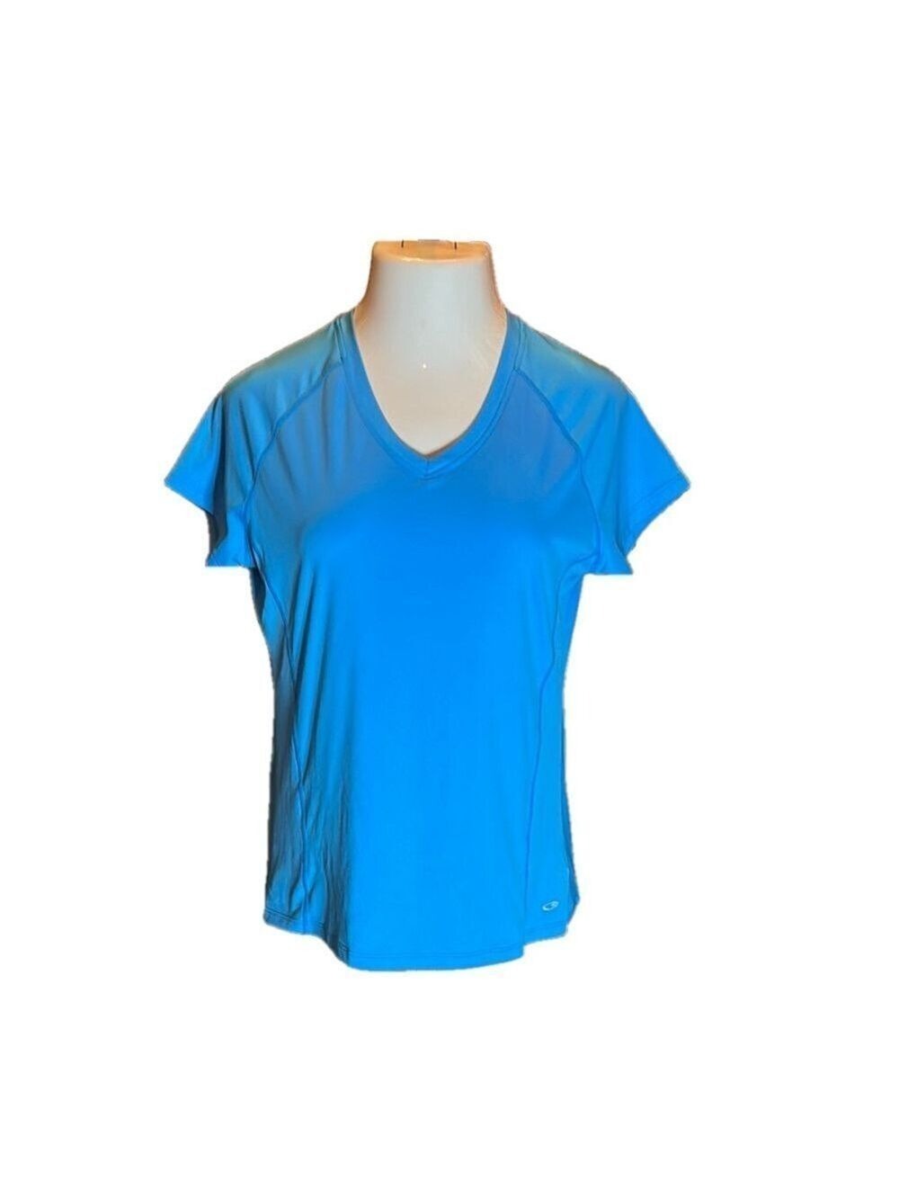 CHAMPION Bright Teal Blue Short Sleeve Athletic Tee Shirt w/ Mesh Sides Size L